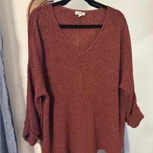 eesome Rust V-Neck Sweater
